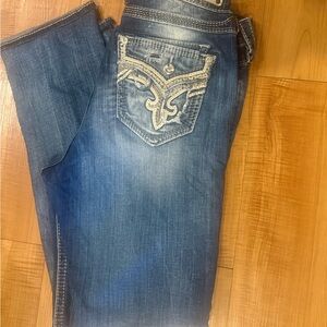 Rock Revival Women's Dark Blue Boot Cut Jeans , Ireland, Easy Straight 30x32